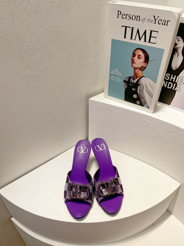 VT High Heeled Sandals Purple Sheepskin 292841