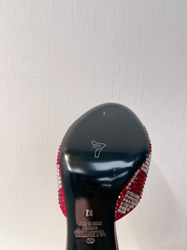 VT High Heeled Sandals Ruby Red Sheepskin 292842