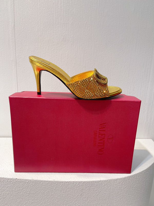 VT High Heeled Sandals Gold Sheepskin 292843