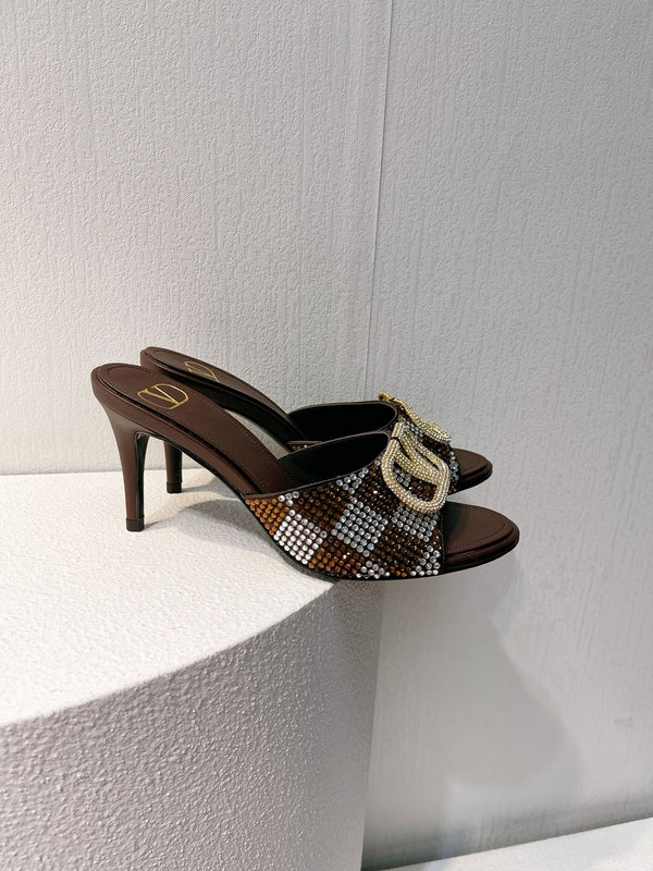 VT High Heeled Sandals Brown Sheepskin 292848