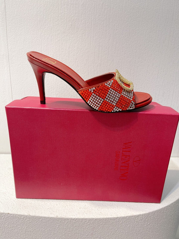 VT High Heeled Sandals Red Sheepskin 292849