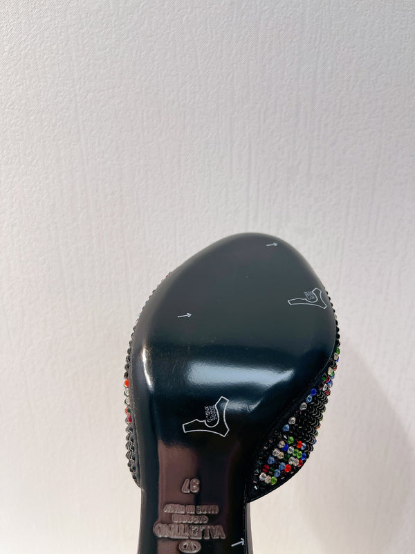 VT High Heeled Sandals Black Sheepskin 292851