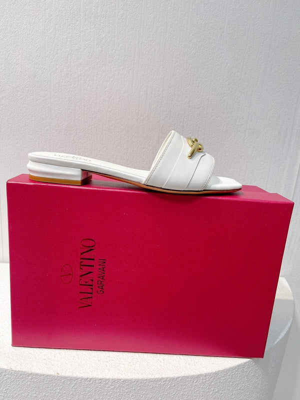 VT Moon Slides in Leather White Cowhide 292858