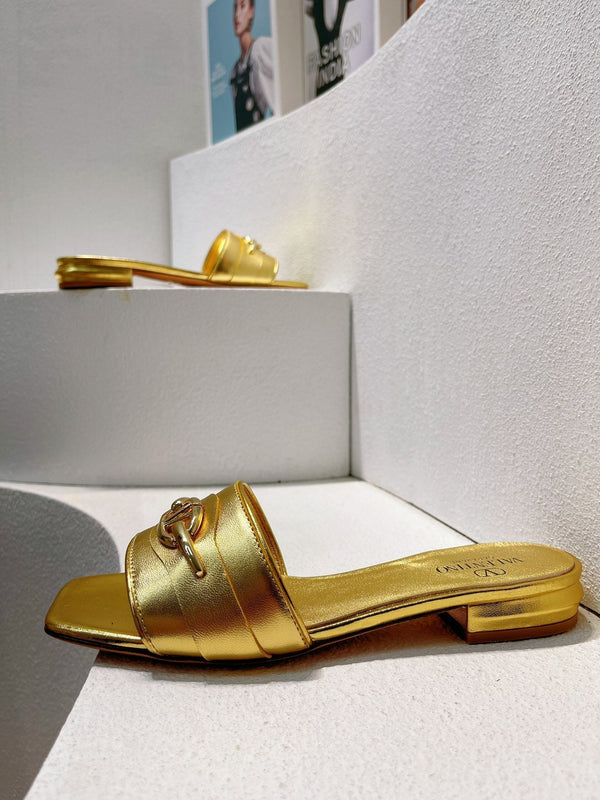 VT Moon Slides in Leather Gold Cowhide 292862