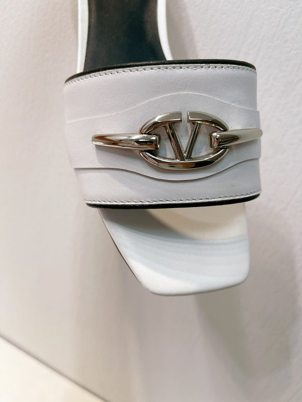 VT Moon Slides in Leather White Cowhide 292865
