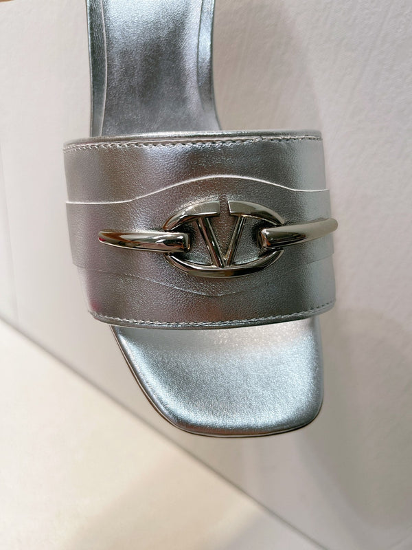 VT Leather Mules Silver Cowhide 292874