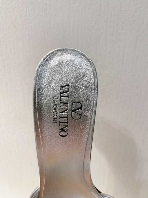 VT Leather Mules Silver Cowhide 292874