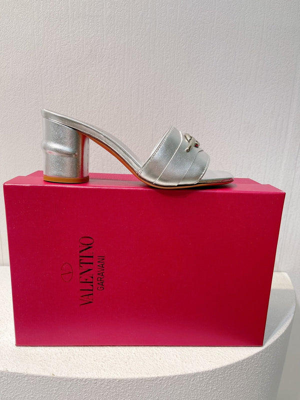 VT Leather Mules Silver Cowhide 292874