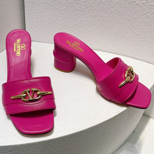 VT Leather Mules Pink Cowhide 292876