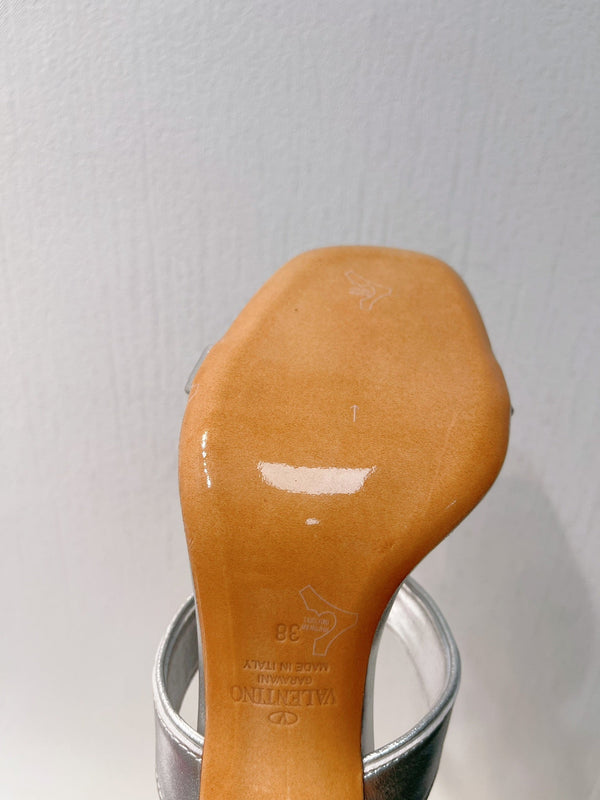 VT Heeled Sandal Silver Cowhide 292883