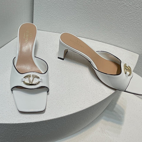 VT Mid Heel Mule Sandal White Sheepskin 292758