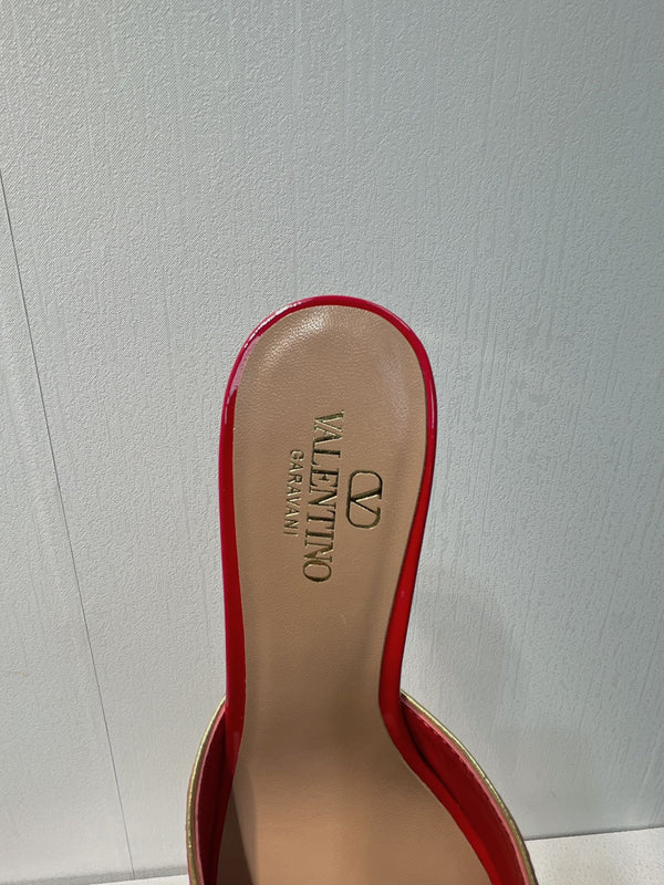 VT Mid Heel Mule Sandal Red Sheepskin 292759