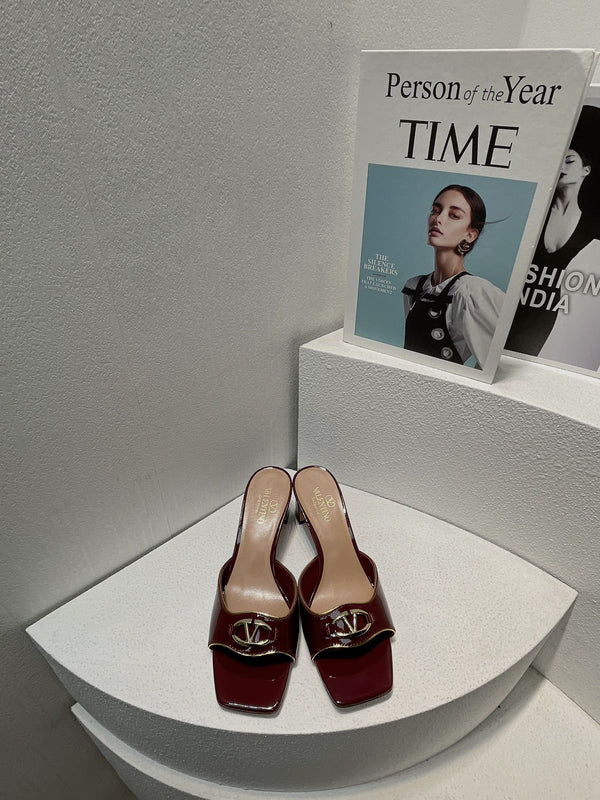 VT Mid Heel Mule Sandal Ruby Red Sheepskin 292761