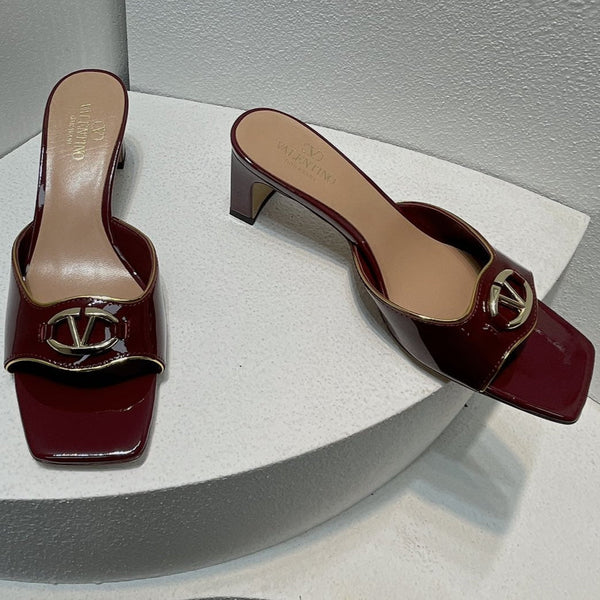 VT Mid Heel Mule Sandal Ruby Red Sheepskin 292761