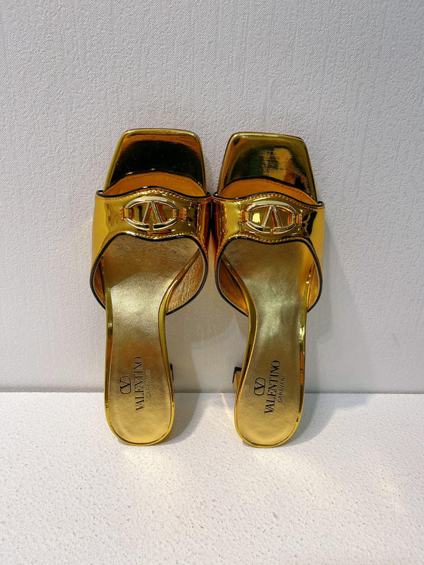 VT Mid Heel Mule Sandal Gold Sheepskin 292764