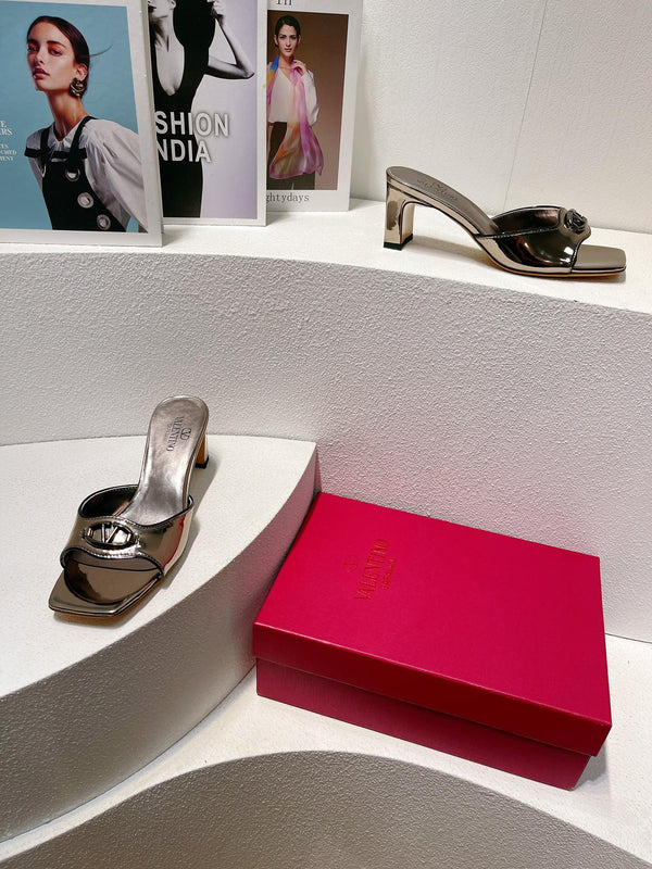 VT Mid Heel Mule Sandal Gray Sheepskin 292766