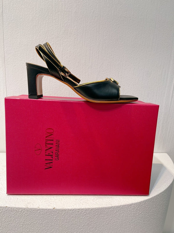 VT Sandals Heels 50mm Black Cowhide 292767