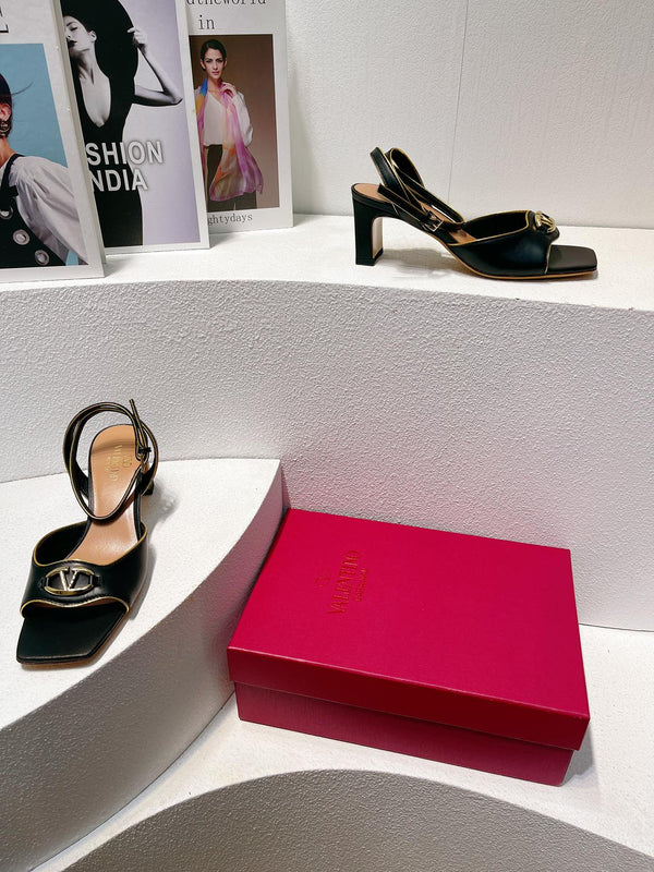 VT Sandals Heels 50mm Black Cowhide 292767