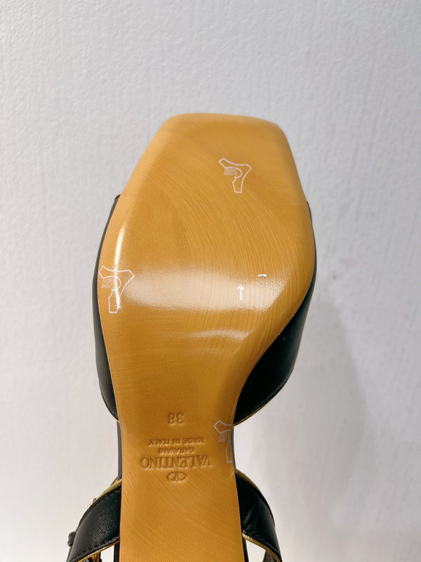 VT Sandals Heels 50mm Black Cowhide 292767