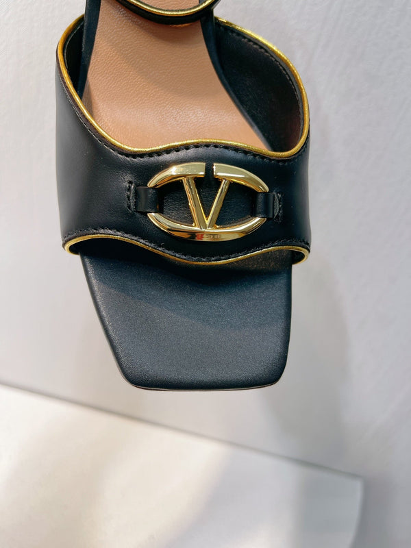 VT Sandals Heels 50mm Black Cowhide 292767