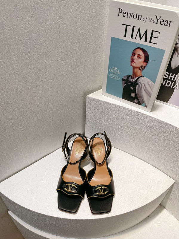 VT Sandals Heels 50mm Black Cowhide 292767