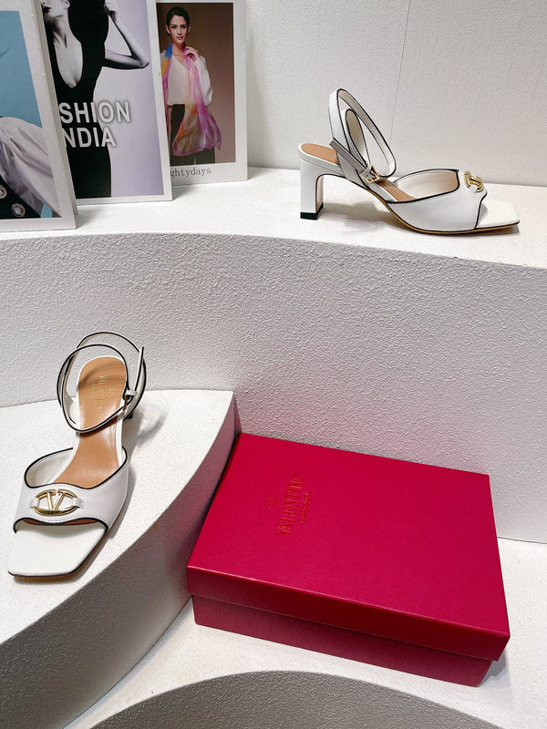 VT Sandals Heels 50mm White Cowhide 292768