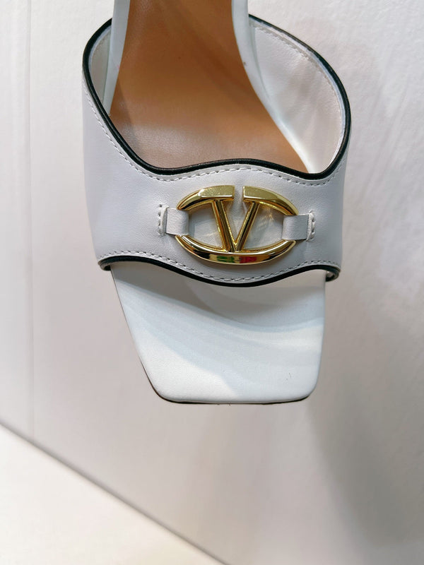 VT Sandals Heels 50mm White Cowhide 292768