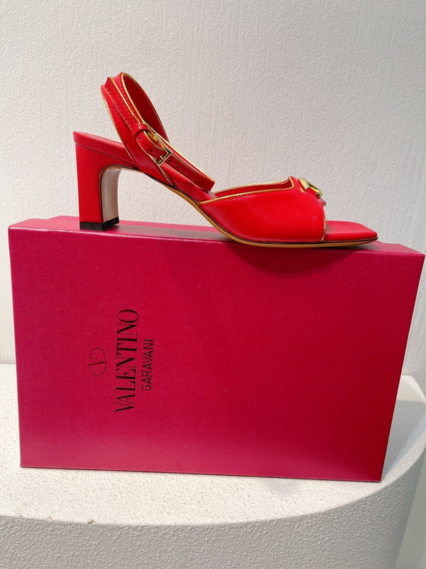 VT Sandals Heels 50mm Red Cowhide 292769