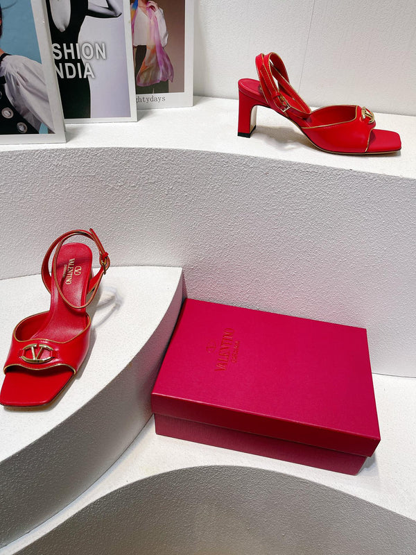 VT Sandals Heels 50mm Red Cowhide 292769