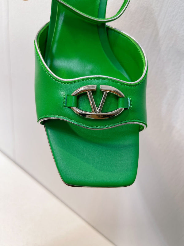 VT Sandals Heels 50mm Green Cowhide 292770