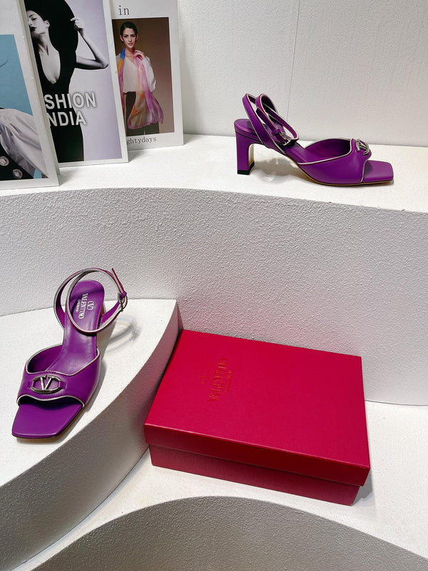 VT Sandals Heels 50mm Purple Cowhide 292771
