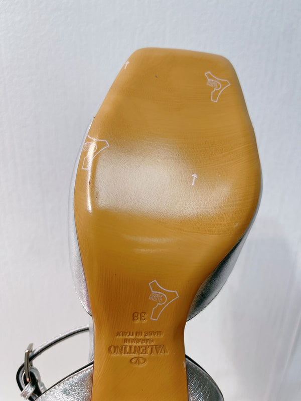 VT Sandals Heels 50mm Silver Cowhide 292775