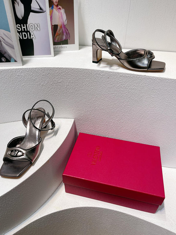 VT Sandals Heels 50mm Gray Cowhide 292776