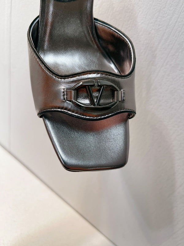 VT Sandals Heels 50mm Gray Cowhide 292776