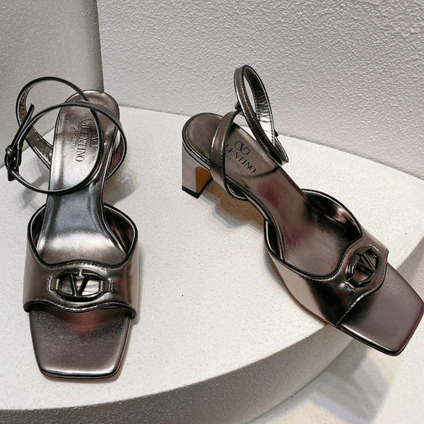 VT Sandals Heels 50mm Gray Cowhide 292776