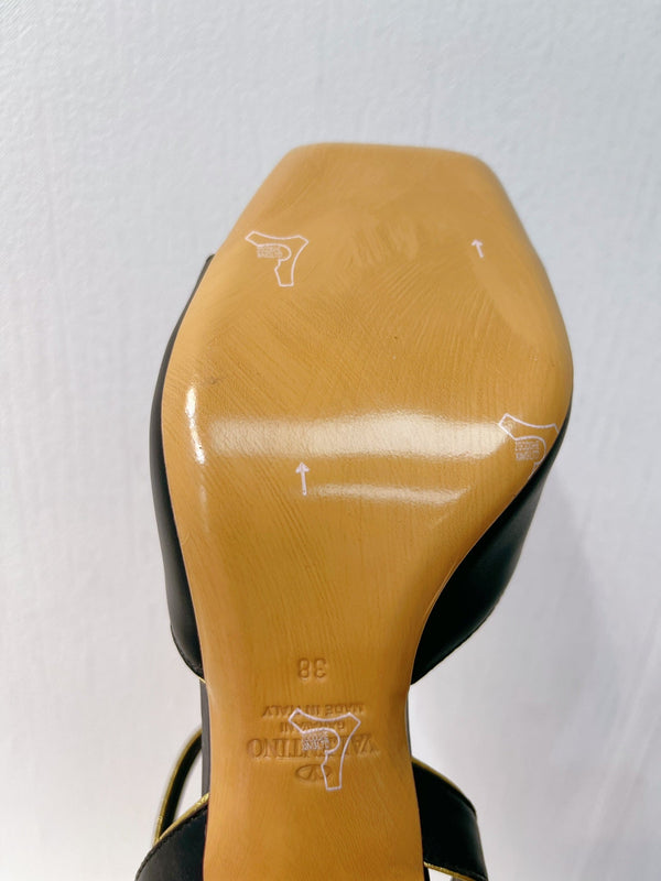 VT Sandals Heels 70mm Black Cowhide 292777