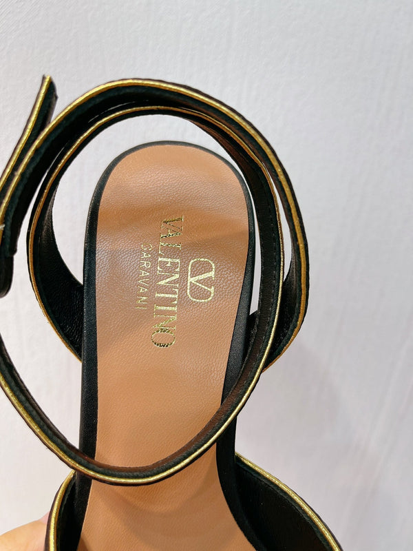 VT Sandals Heels 70mm Black Cowhide 292777