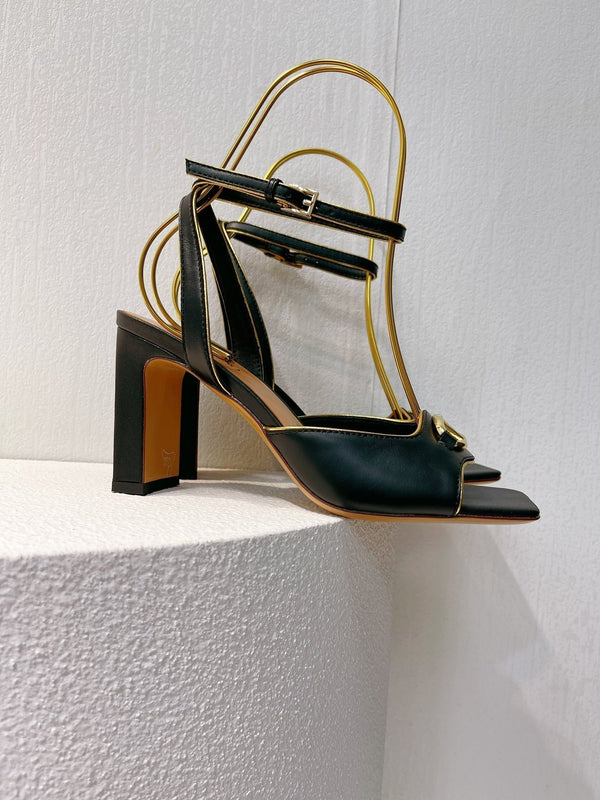 VT Sandals Heels 70mm Black Cowhide 292777