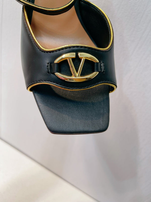 VT Sandals Heels 70mm Black Cowhide 292777