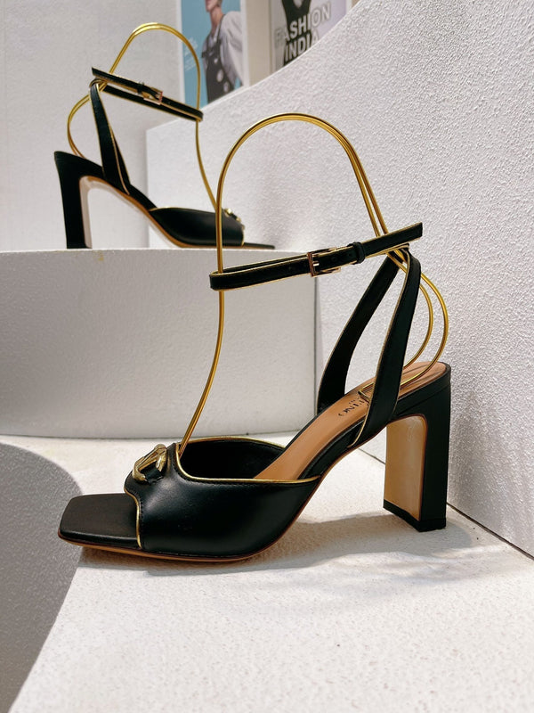 VT Sandals Heels 70mm Black Cowhide 292777