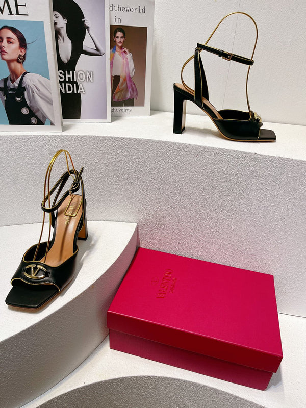 VT Sandals Heels 70mm Black Cowhide 292777