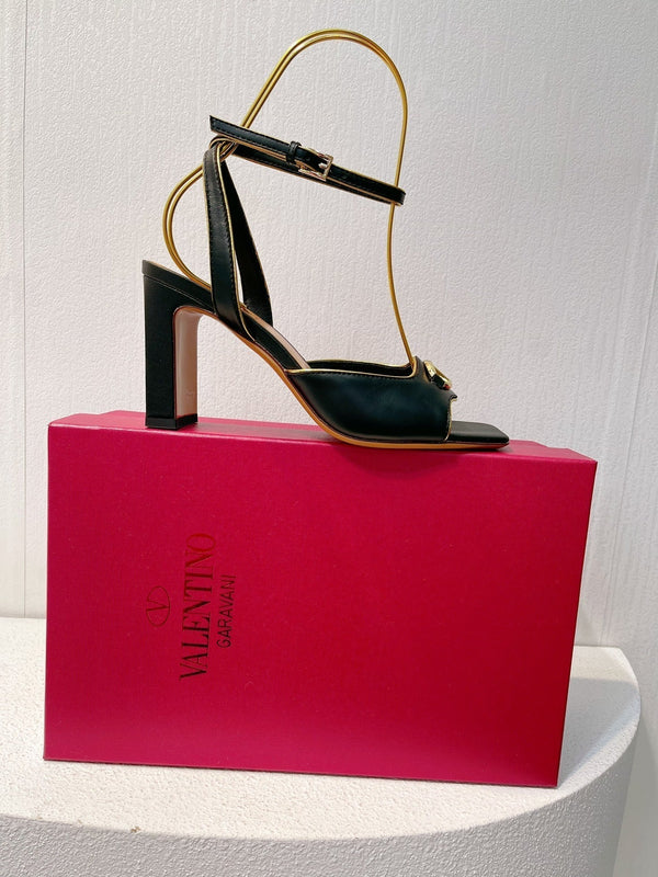 VT Sandals Heels 70mm Black Cowhide 292777