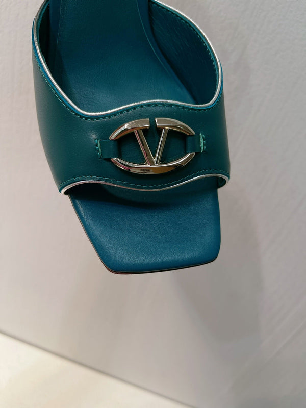 VT Sandals Heels 70mm Emerald Green Cowhide 292780