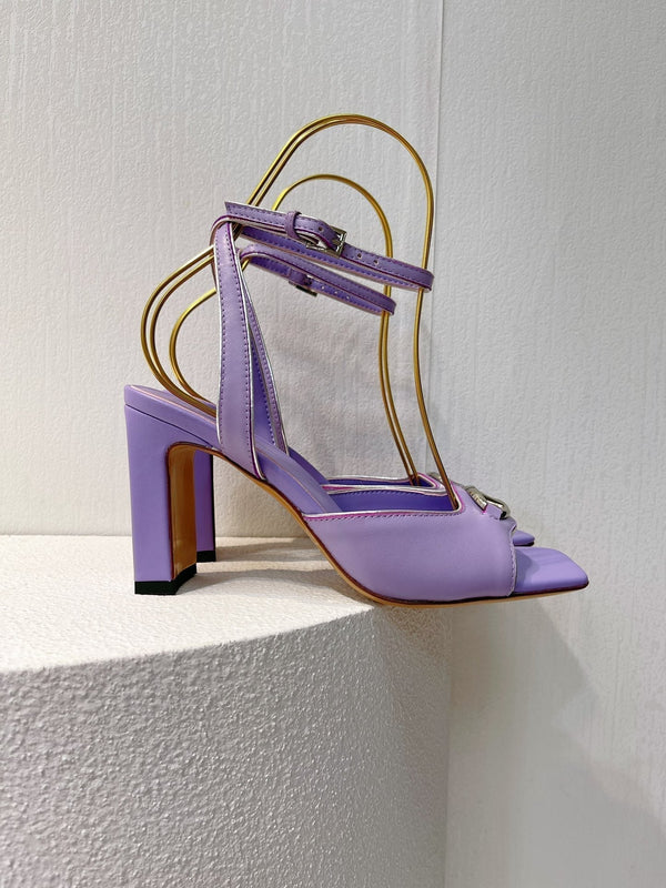 VT Sandals Heels 70mm Medium Purple Cowhide 292781