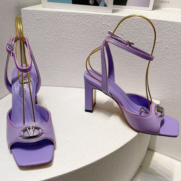 VT Sandals Heels 70mm Medium Purple Cowhide 292781