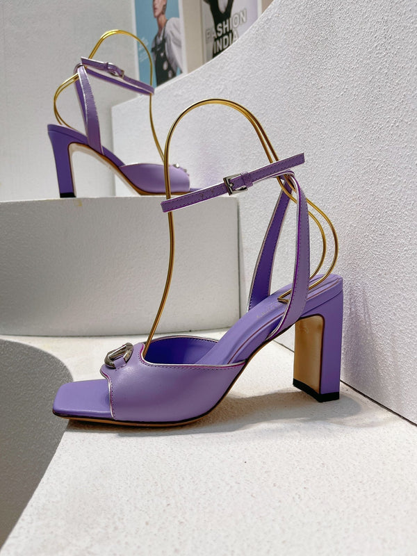 VT Sandals Heels 70mm Medium Purple Cowhide 292781