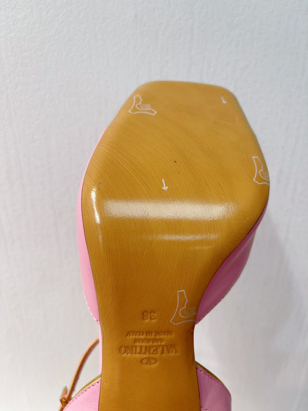 VT Sandals Heels 70mm Pink Cowhide 292782