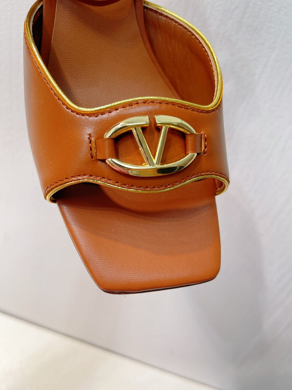 VT Sandals Heels 70mm Brown Cowhide 292783