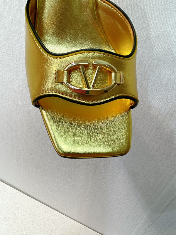 VT Sandals Heels 70mm Gold Cowhide 292784