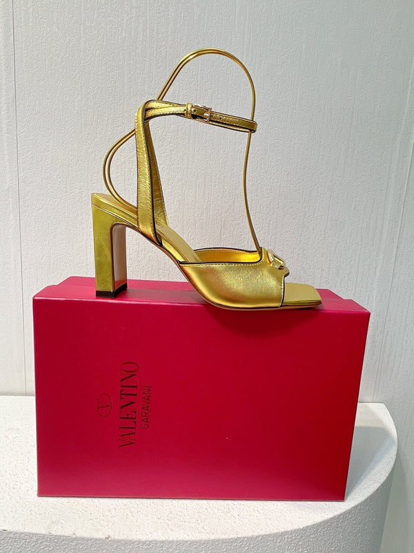 VT Sandals Heels 70mm Gold Cowhide 292784